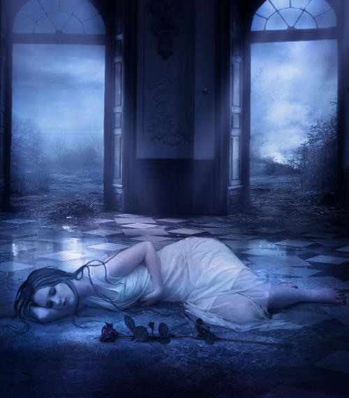 sad woman lying on floor