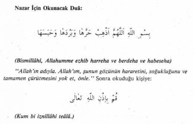 this is Nazar Duasi (prayer) there comes the name bor the blue bead- nazar boncugu...it says `in the name of Allah. Allah please eliminate and prevent the fervor, the iciness and the rottenness of this person eye`