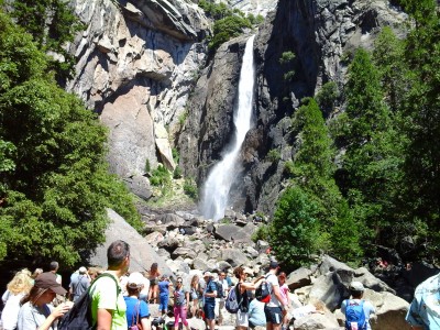 Lower Yosemite Falls. Look at all the people climbing around on those slippery rocks!