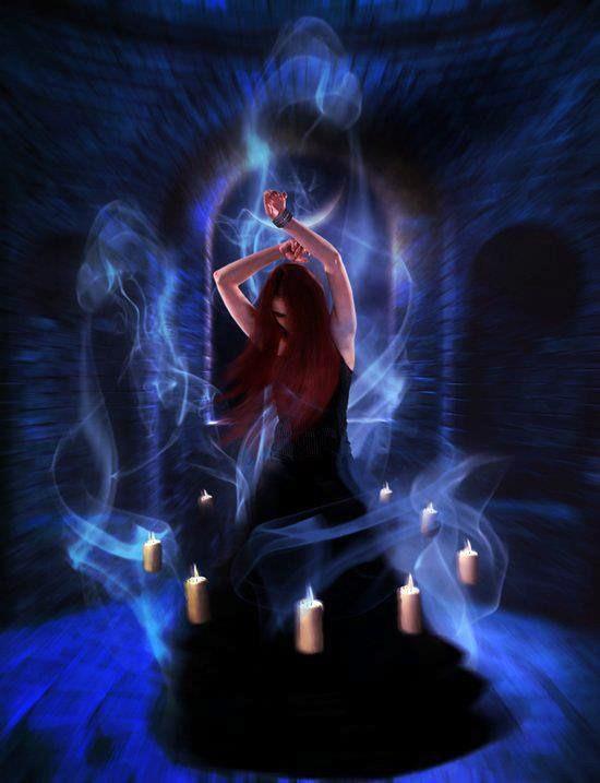 Dancing woman with floating candles